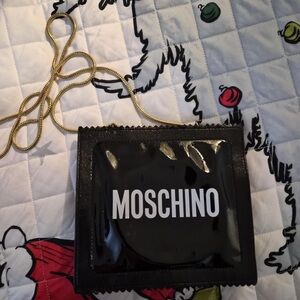 Moschino Black Pouch with Gold Chain